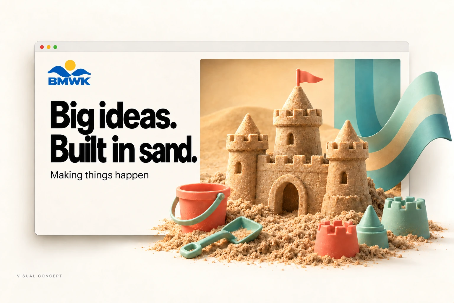 BMWK concept website: Big ideas. Built in sand.