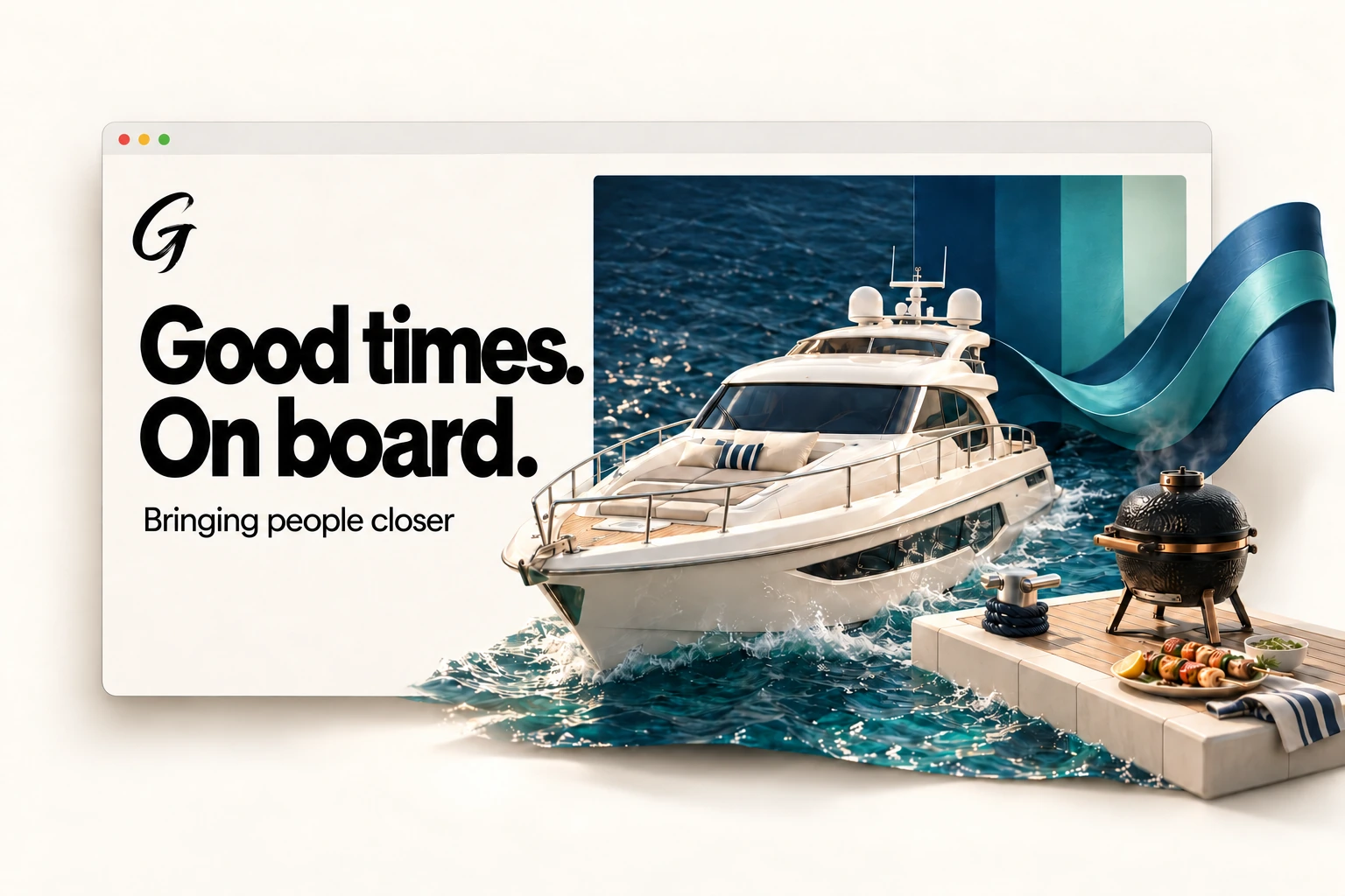 Gather concept website: Good times. On board.