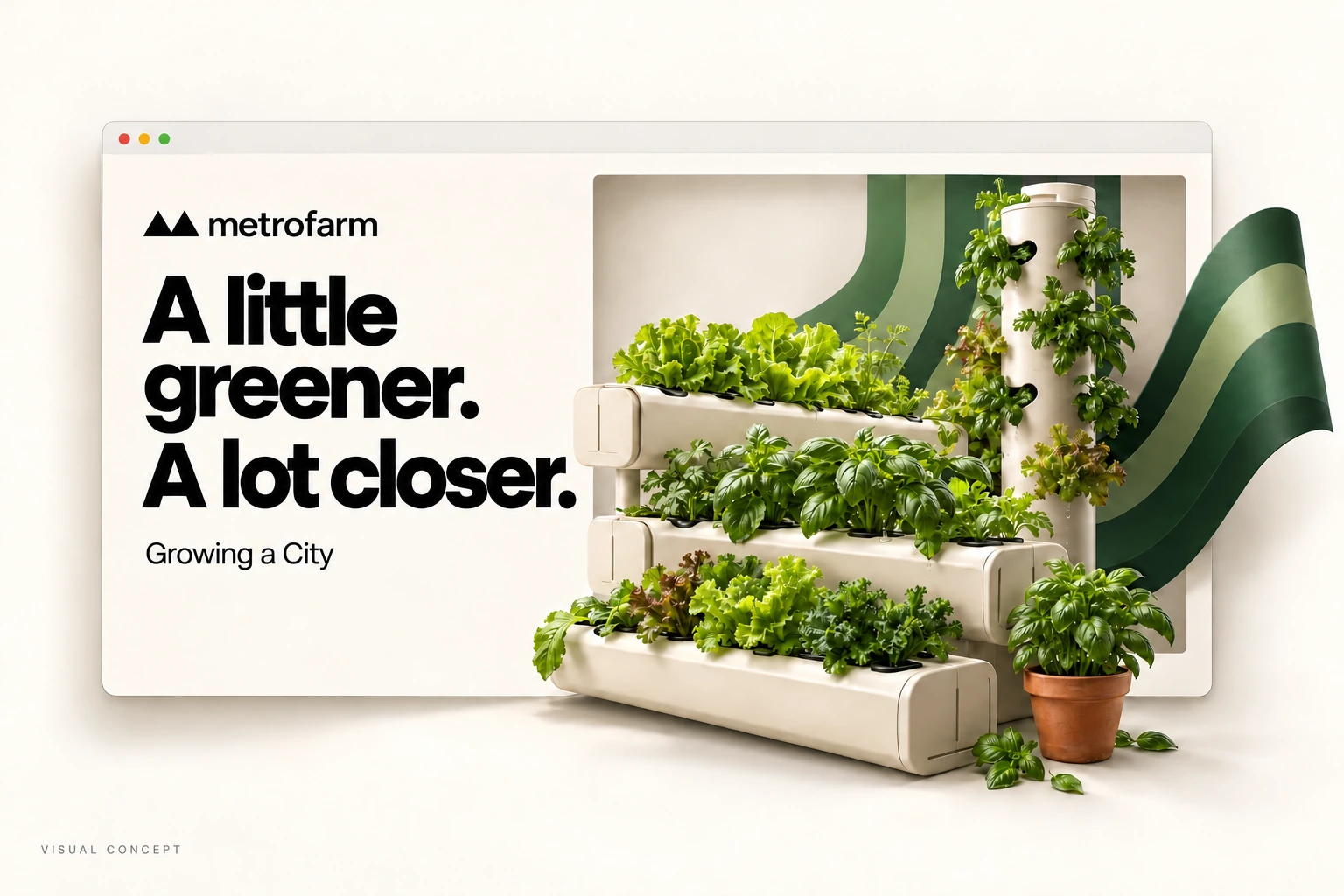 Metrofarm concept website: A little greener. A lot closer.